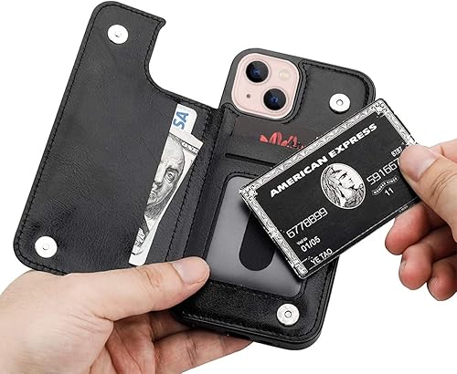 Miniatura 2 de Styletify Funda personalizada con foto para iPhone 13 Pro Max, funda de piel sintética con tapa y ranuras para tarjetas, doble cierre magnético,