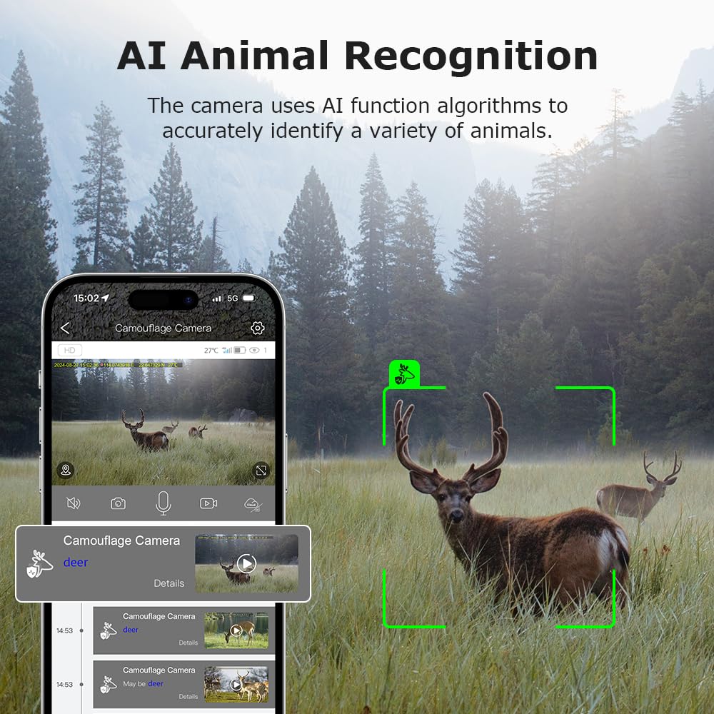 Cámara Fototrampeo 4G con GPS – Compatible con SIM, Solar con Batería, SD 32GB Incluida, Visión Nocturna HD, IP66, Ideal para Exterior y Campo, Compatible con App UBox Pro y UCon (Verde)