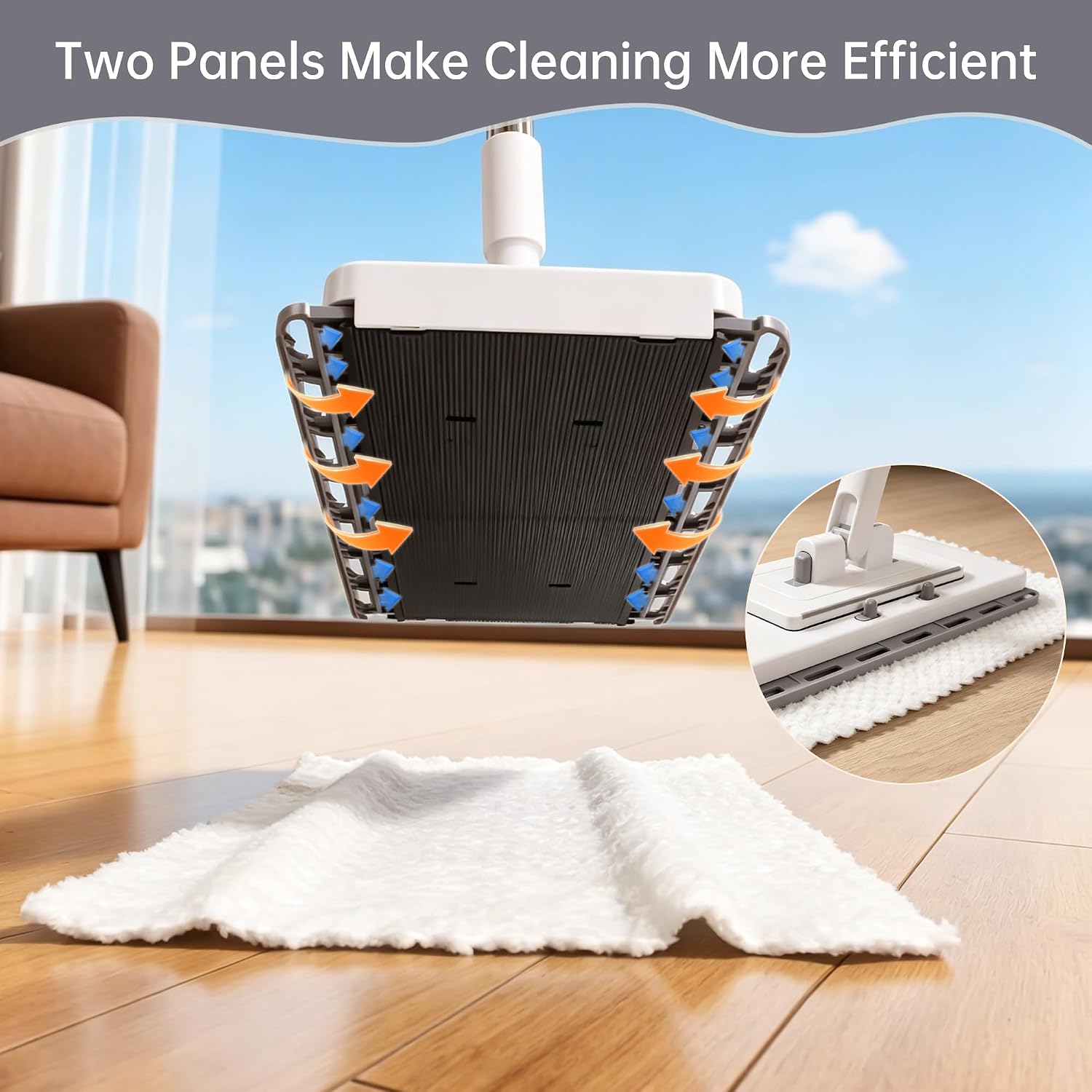 Mini Mop with 10 Reusable Cloths, Zero Touch No Wash Lazy Mop, Compatible with Various Types of Cloths,Suitable for Wet/Dry Floors, House Wall, Windows, Corners,Versatile and Efficient