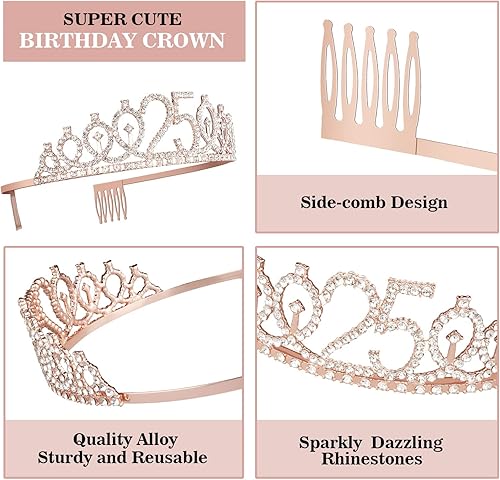 Miniatura 294 de Decoraciones de cumpleaños de 3 años para niñas; banda, corona/tiara, velas y adorno para pastel de cumpleaños de 3 años; regalos y decoraciones