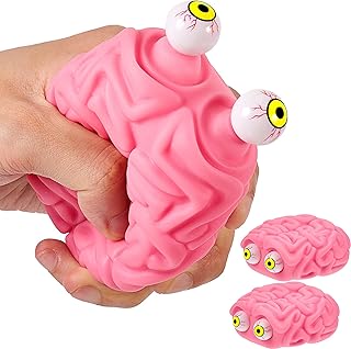 2 Pieces Brain Stress Ball Eye Fidget Splat Toy Stress and Anxiety Relief Ball Anti-Anxiety Focusing Fidget Toys Fun Halloween Toy for Teens and Adults