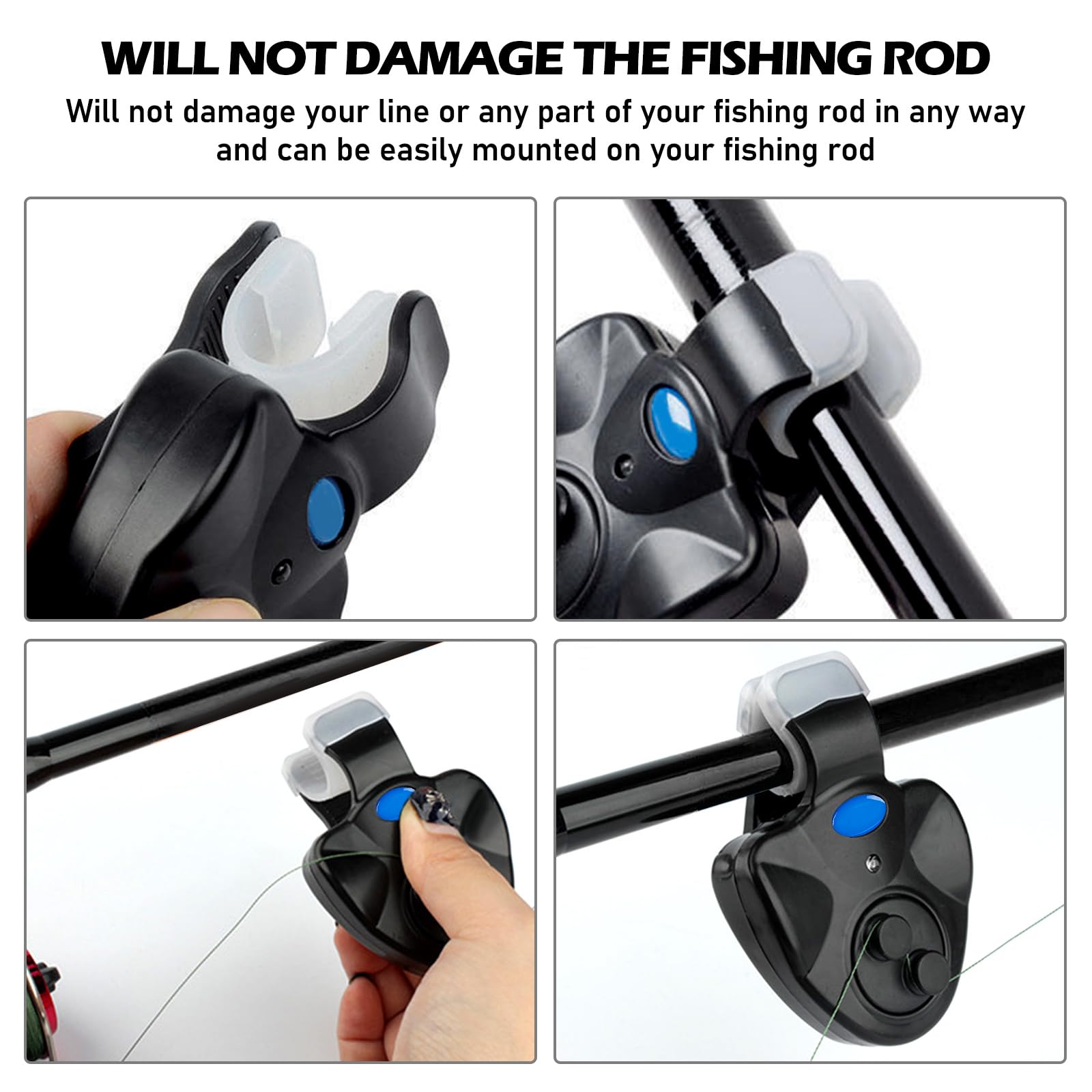 BORDEAG Segnalatore di abboccata elettronico, 4 pezzi Segnalatore di abboccata da pesca, Segnalatore di abboccata sensibile da pesca con indicatore luminoso LED, Segnalatore di abboccata elettronico
