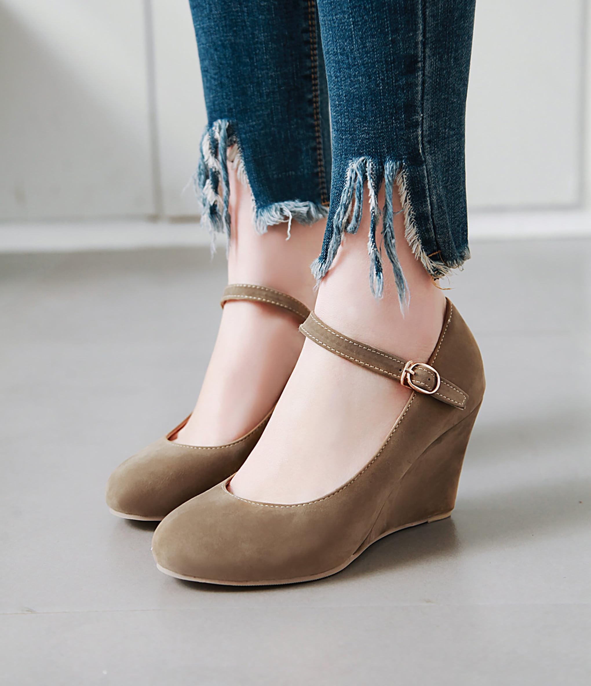 Bviennic Zapatos Mujer Cuña Tacon Alto Talla 33-43