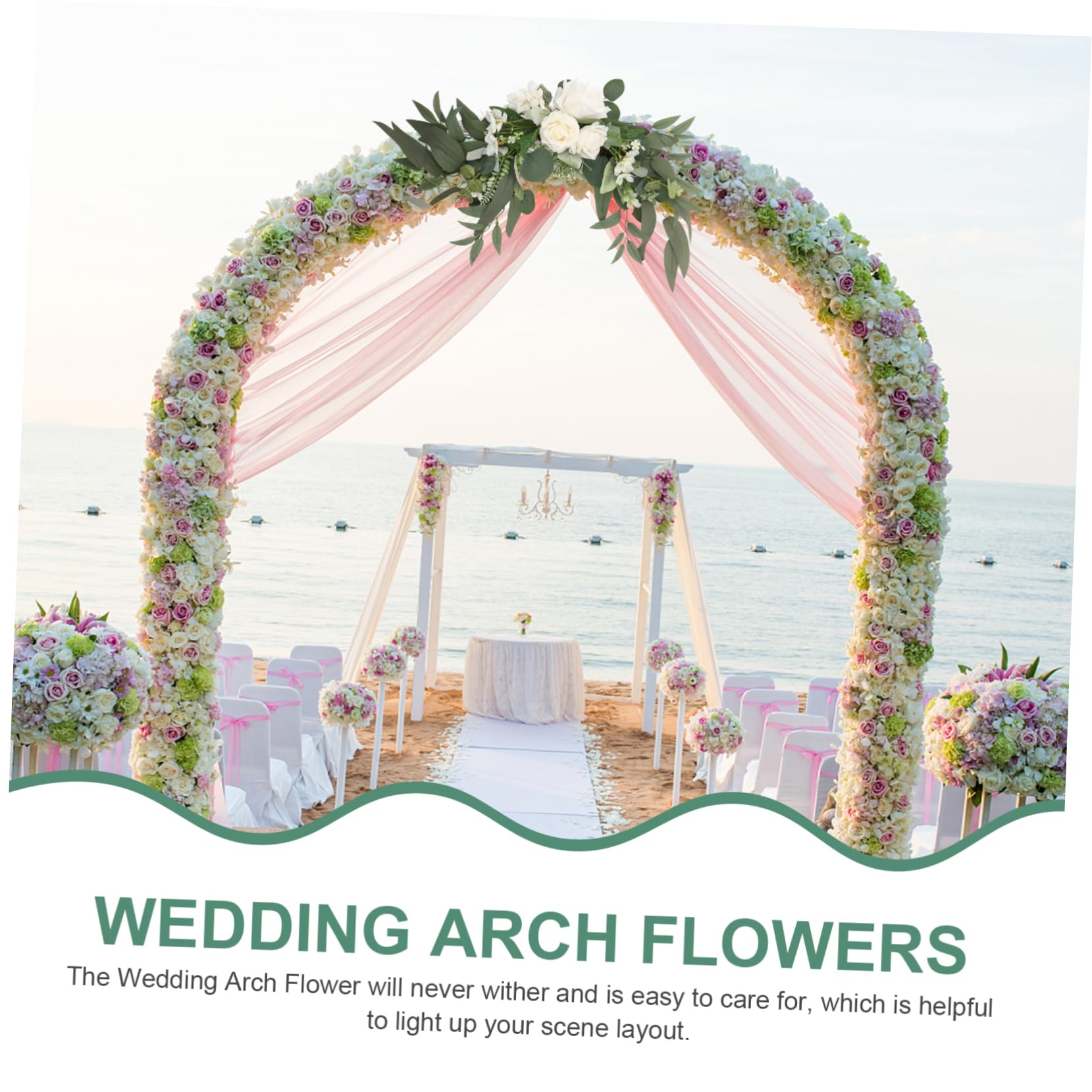 Künstliche Rosen Blumengirlande aus Stoff in Weiß für Hochzeit mit Abschlussstimmung Praktischer Nie Verwelkender Blumenschmuck als Willkommensschild und Empfang