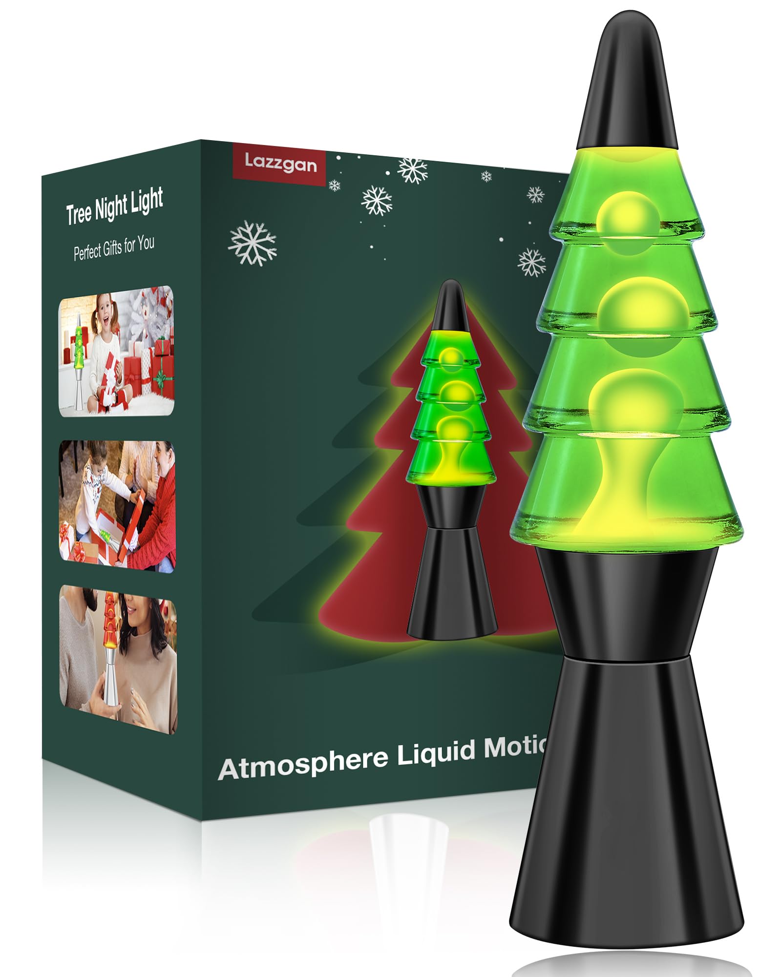 Christmas Tree Liquid Motion Lamps - 14.5 Inch Black Large Christmas Tree Night Lights Table Lamp for Adults Kids, Mood Lighting Home Decor Christmas Unique Gifts