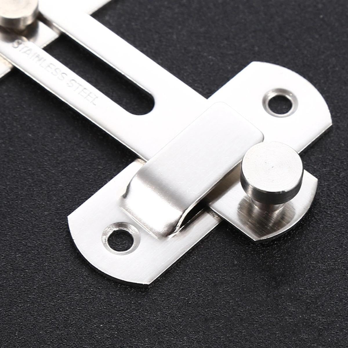 1pc Large Silver Screw Installation Stainless Steel Door Buckle, Sliding Latch, Exposed Door Bolt, Anti-Theft Safety Buckle, Anti-Theft Chain