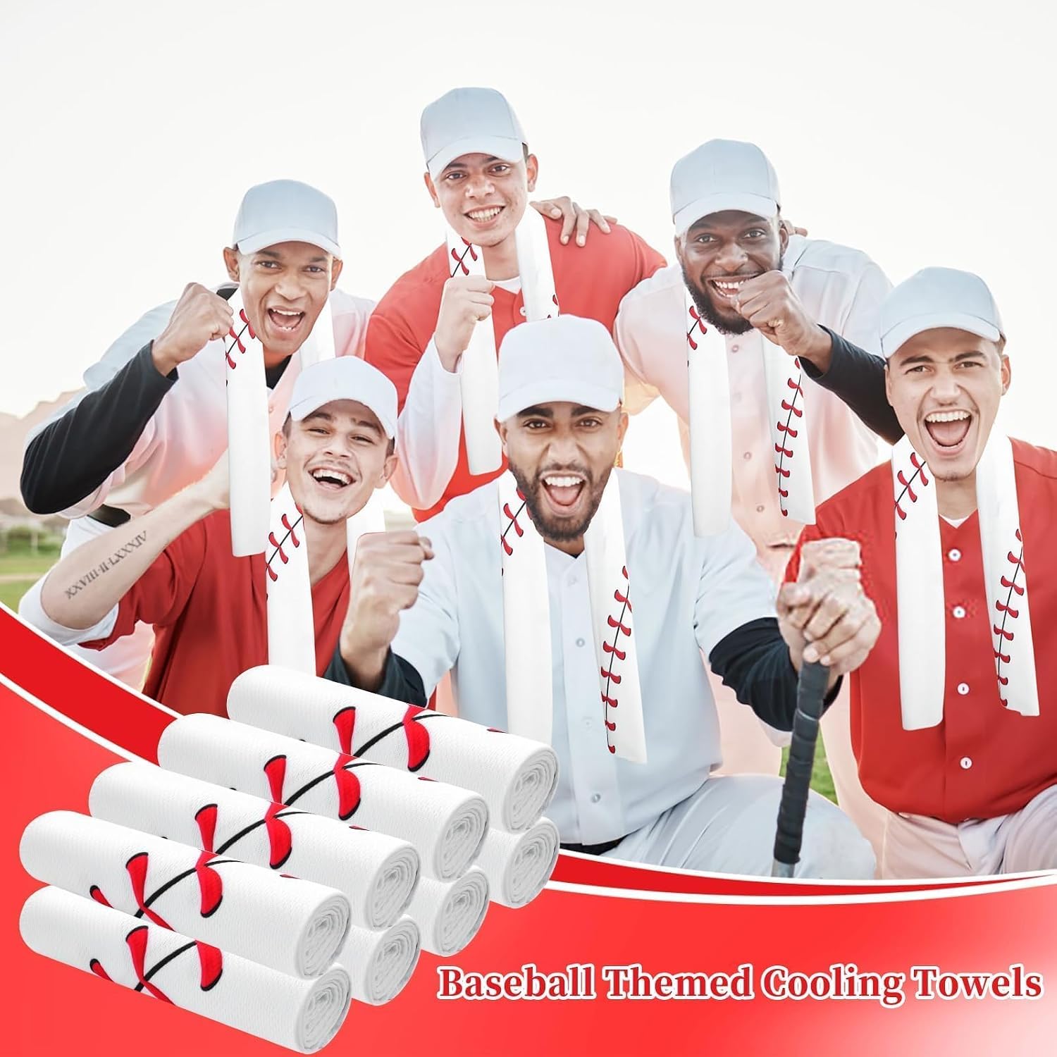18 Pack Baseball Cooling Towel 40"x12" Sport Towels Breathable Chilly Ice Towel Fast Drying Microfiber Towel Baseball Gifts for Coach Team (18)