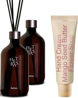 hetras. | Flower Shop Premium Reed Diffuser Set 16.9 fl.oz. 2 Pack + Perfume Hand Cream 1.69oz. Bundle