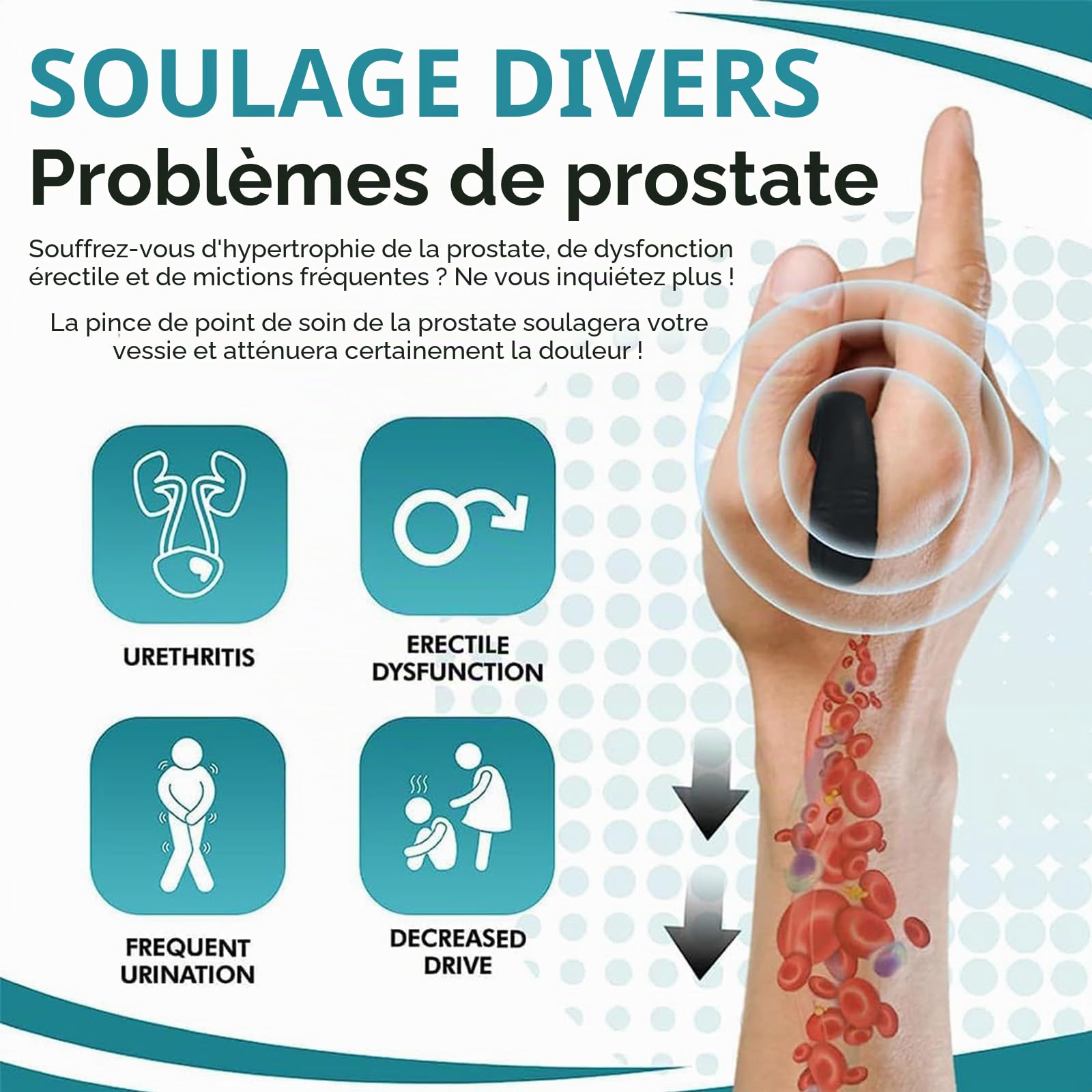 Clip de Point de Soin de la Prostate, soulage l'inconfort de la Prostate sans Effort et maintient la santé de la Prostate, Clip de Point d'acupuncture L14