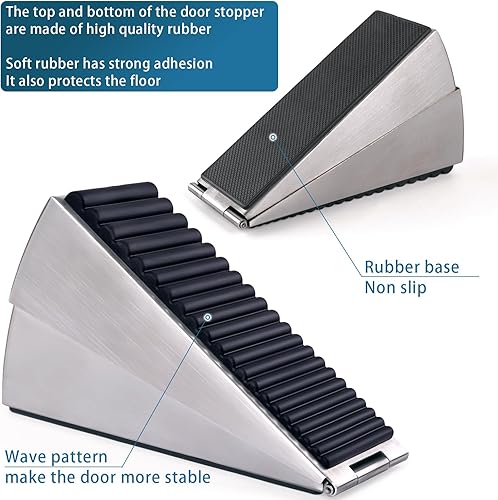 Miniatura 3 de Actvty Tope de puerta grande  Tope de puerta de alta resistencia para la parte inferior de la puerta, tope de puerta de 3 pulgadas de alto de acero