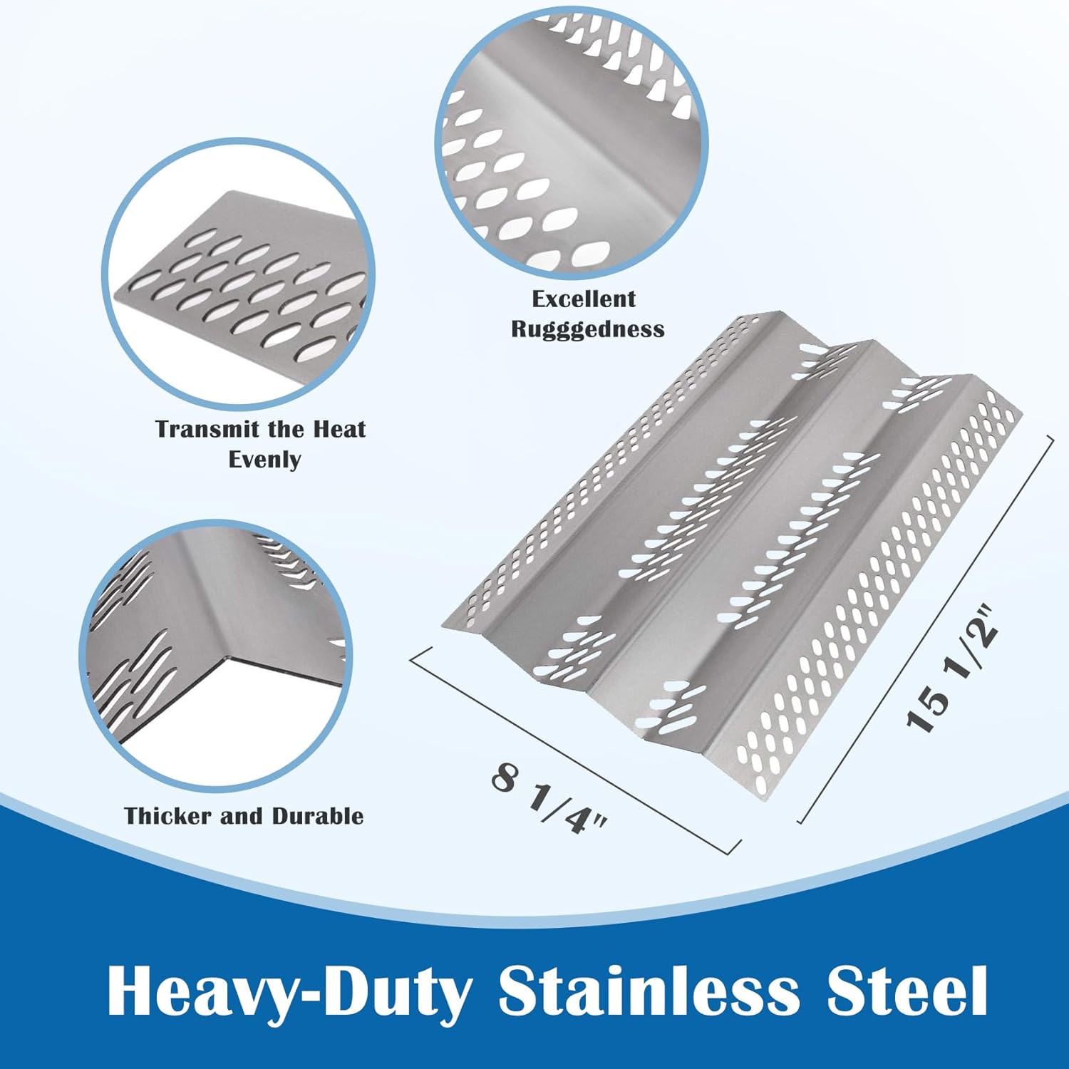 Heat Plate for AOG 30NB, 30PC Grill Replacement Parts, 15 1/2" x 8 1/4" Heat Shield for American Outdoor Grill 30NB 30PC Replacement Parts, 3 Pcs Stainless Steel Grill Tube Burner Cover