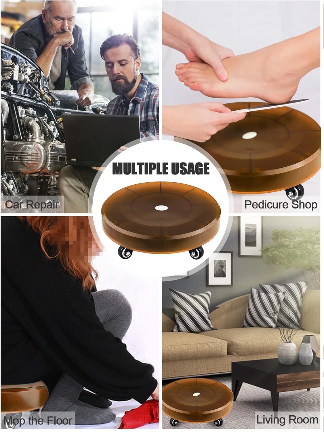 Heavy Duty Roller Seat Creeper, Short Shop Garage Stool Mechanic Rolling Seat Step Stool with Universal Swivel Caster Wheels : Automotive