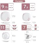 VEWEET Annie Porcelain Dinnerware for 6, 30-Piece Pink Floral Dish Set with Plates and Bowls Including Dinner, Dessert, Soup, Cups & Saucers