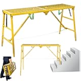 Scaffolding Platforms 59''(L) X15.7''(W) X27.5''(H) 771 Lbs Capacity Adjustable Height 27.6 to 45.7in Work Platforms Scaffolding Ladder, Portable Scaffolding Equipment for Home Improvement, Yellow