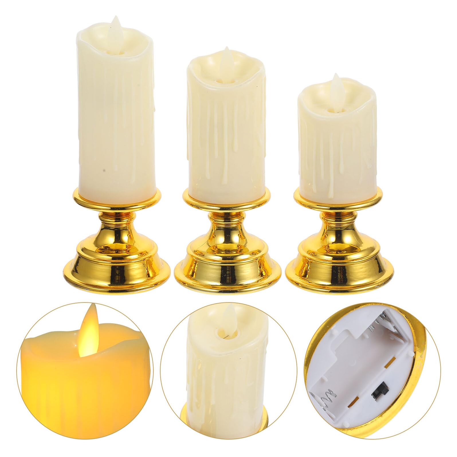 12 Pezzi Set 3 Candele a Batteria senza Fiamma Tremolanti, Luci di Candela Coniche a Batteria per Finestre, Decorazioni Casa per San e Anniversari, Effetto Realistico senza Cera e