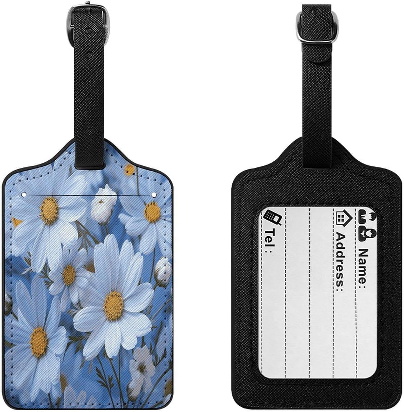 Daisy Blue PU Leather Luggage Tag for Suitcases image 3