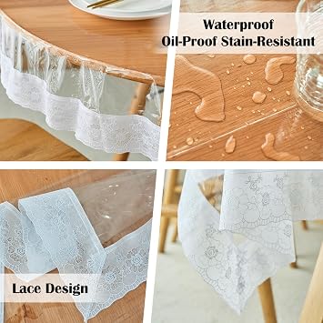 Clear PVC Table‑Cloth With 100% Waterproof Feature | Thick Vinyl Material, Oil‑Resistant Surface, Spill‑Proof Coating, Available in Round‑150cm for Kitchen & Dining‑Tables