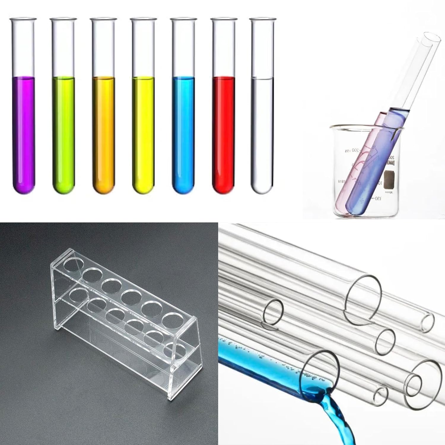 Acrylic Test Tube Holder Rack for 25ml Centrifuge Tubes Clear，Holds 13-20mm Tubes (25ml, 6 Wells)