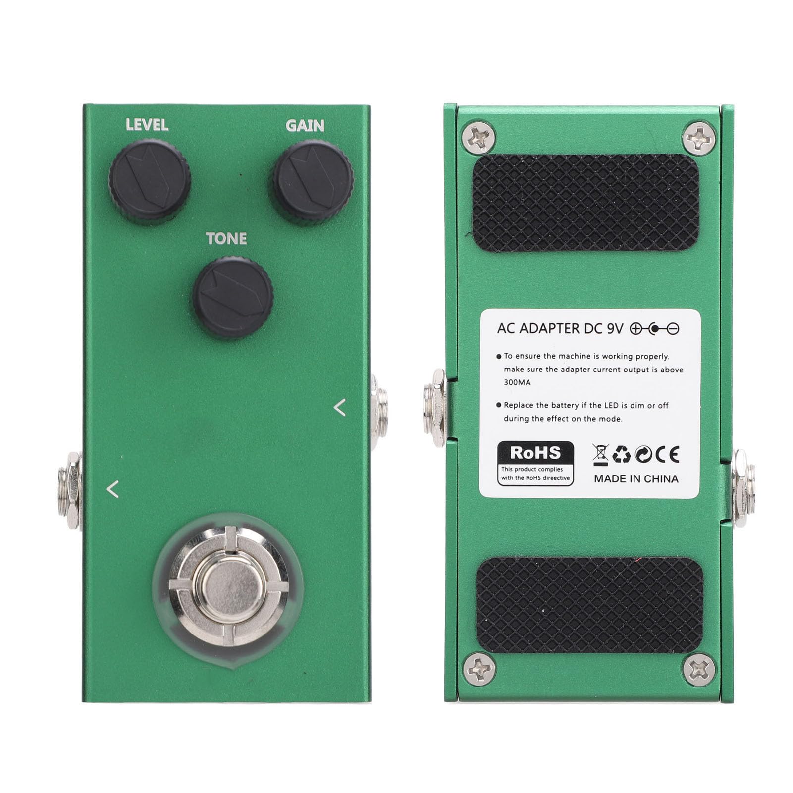Overdrive-Gitarrenpedal, 9 V DC Mini-Aluminiumlegierung Overdrive-Pedal Gitarren-Overdrive-Effektpedal mit Drive-Level-Klangreglern, Gitarren-Overdrive-Pedal für E-Bass