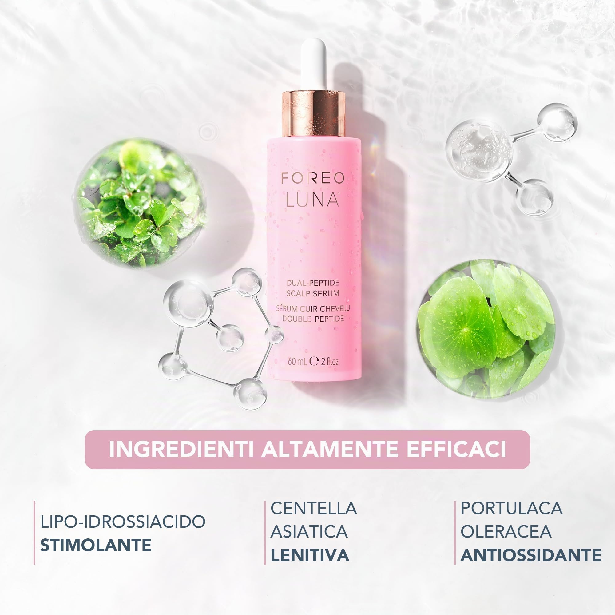 FOREO LUNA - Siero doppio peptide per la crescita dei capelli e trattamento del cuoio capelluto con complesso peptidico, Cica & Portulaca, siero per la crescita dei capelli, trattamento contro la