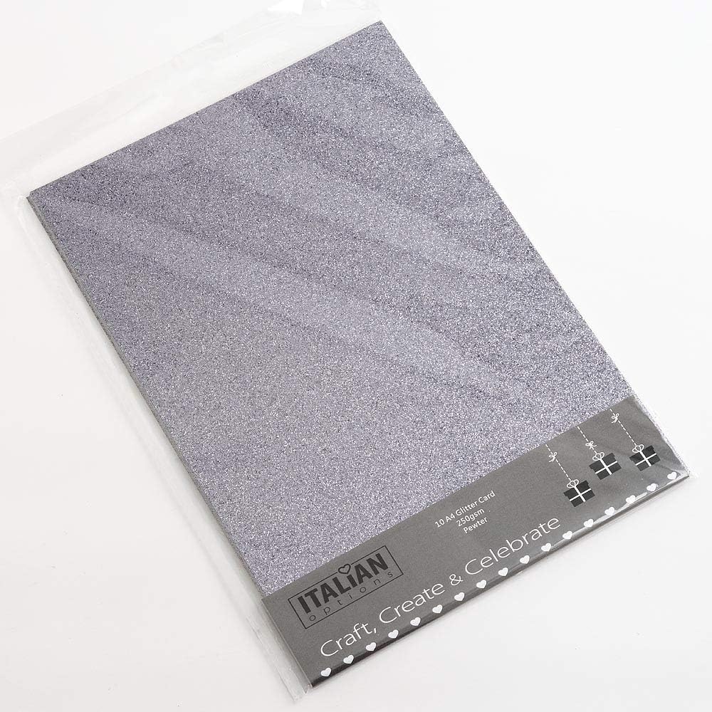 Italian Options 250GSM Non Shed Glitter Card Craft Paper 10 Sheets, A4 Size, Bottle Green