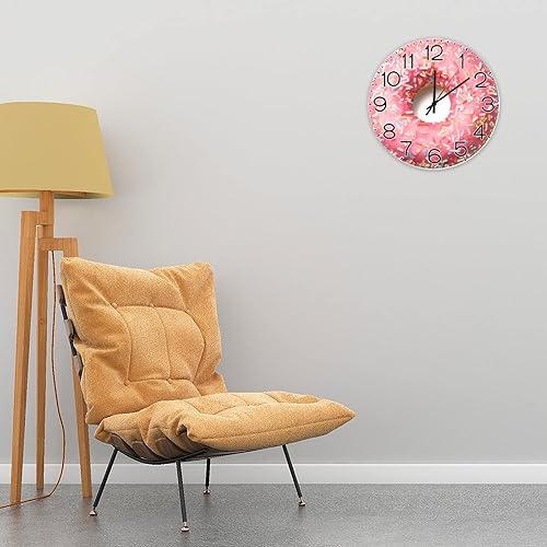 Miniatura 3 de Reloj de pared decorativo de madera redondo moderno de 15 x 15 pulgadas, con números arábigos, funciona con pilas, silencioso y sin tictac, para
