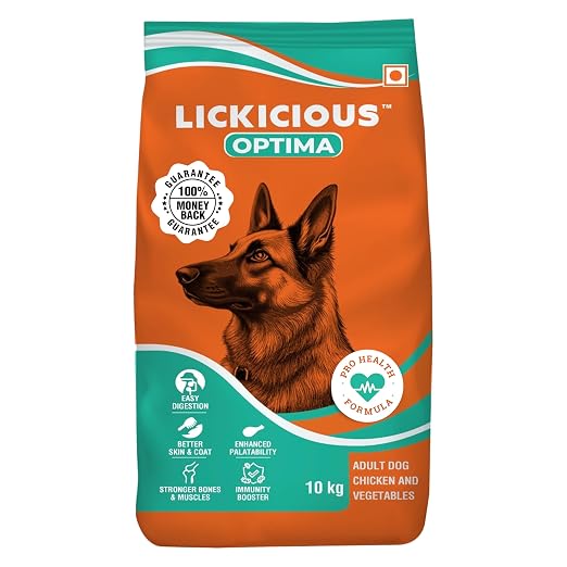 LICKICIOUS Optima Dry Dog Food Adult 10 KG | Chicken & Vegetable | Complete and 