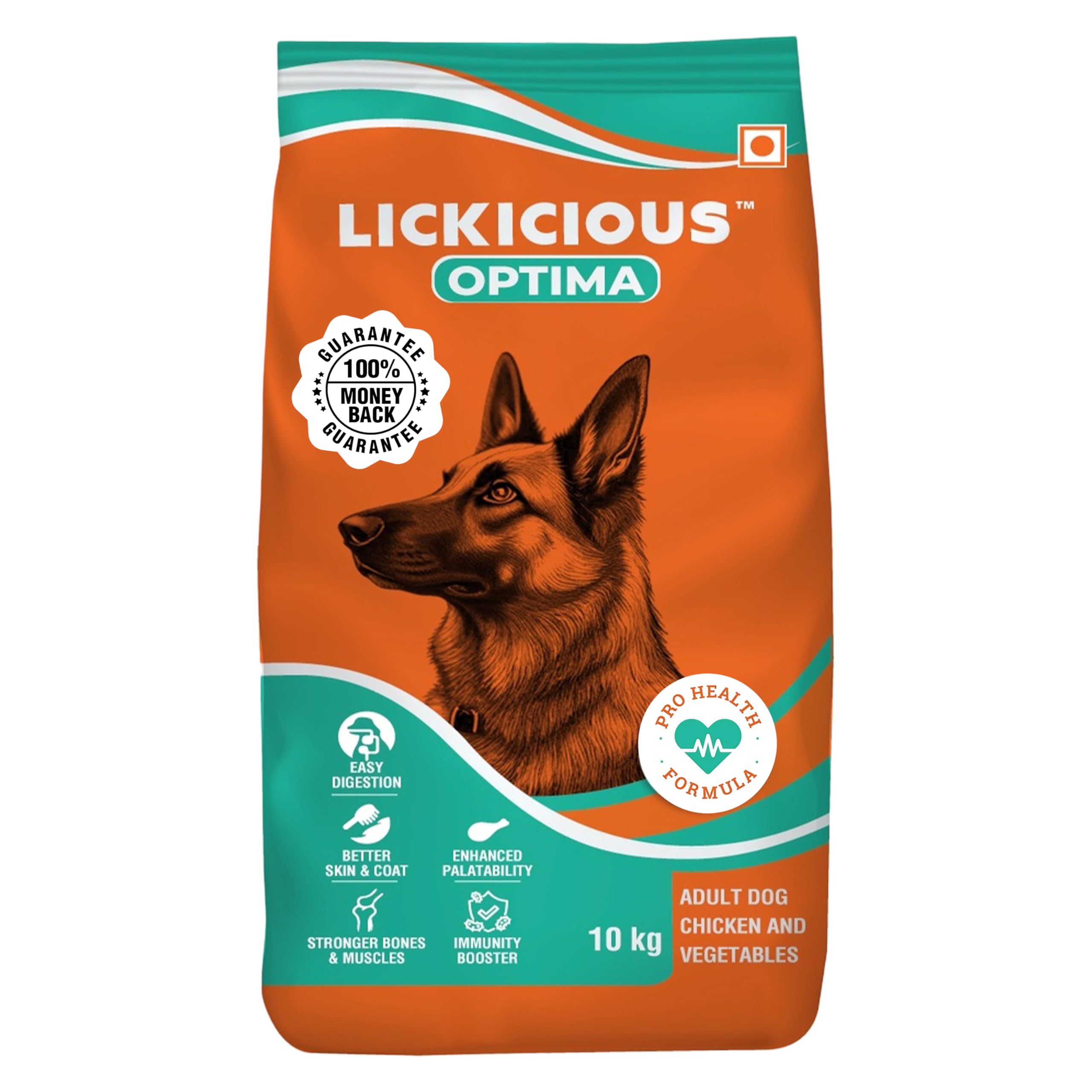 LICKICIOUS Optima Dry Dog Food Adult 10 KG | Chicken & Vegetable | Complete and Balanced Optimum Nutrition for Pedigree Dogs | Great Taste & Easy Digestion-image-45