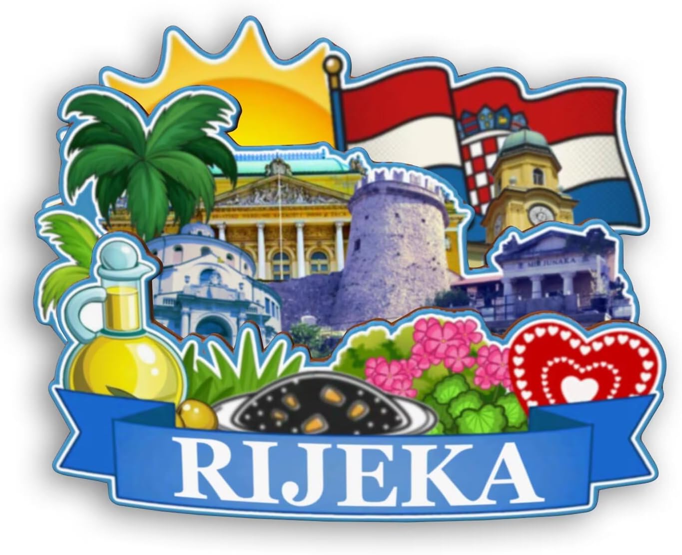 Refrigerator Magnet for Rijeka Croatia City Travel Souvenir 3D Handmade Wooden Home Decoration Landmark Decorative Fridge Sticker Tourist Collection Gift 2225