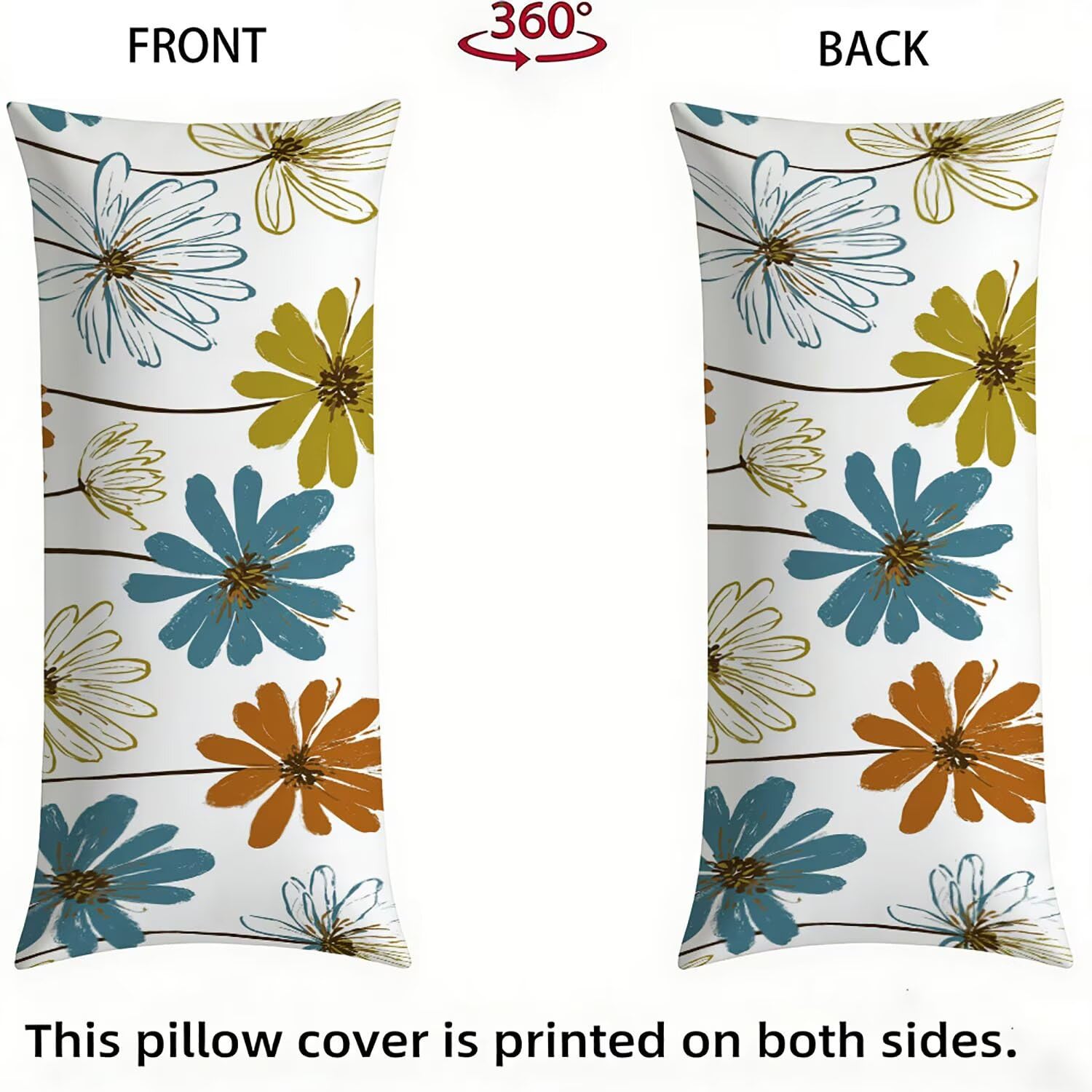 Funda de Almohada 180 cm Flores Protector Almohada 60x180cm Suave Terciopelo Funda Cojin, Blanco Pillow Case Transpirable, con Cierre de Cremallera Lateral Cushion Covers para Dormir de Lado bz-705