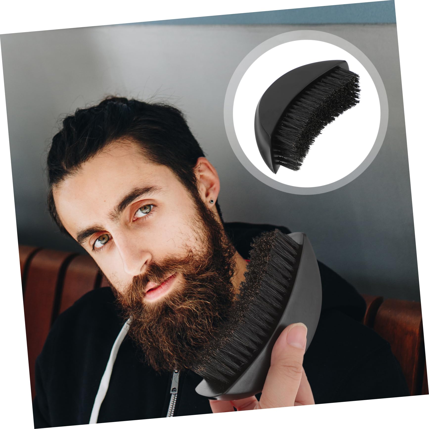 SOESFOUFU Handheld Beard Brush Men's Grooming Soft Bristle Easy to Clean Travel-friendly
