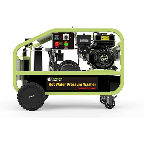 Green-Power America 3500 PSI 4 GPM Gas Hot Water Pressure Washer, Electric Start, Commercial Grade Portable Gasoline Engine, 49-State Compliant