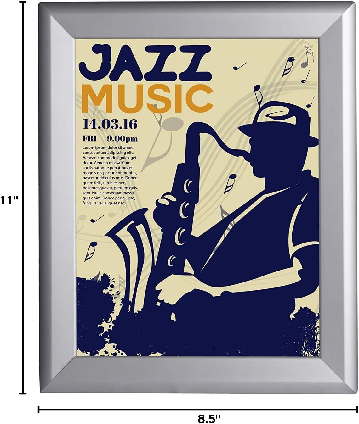 BNV Aluminum Front Load Snap Poster/Picture Certificate Frame, Silver, 8.5x11 Inches, 1.25'' Profile, Wall Mounting, Portrait and Landscape Mode, Easy Installation, Anti-Glare, PVC Cover, Lightweight