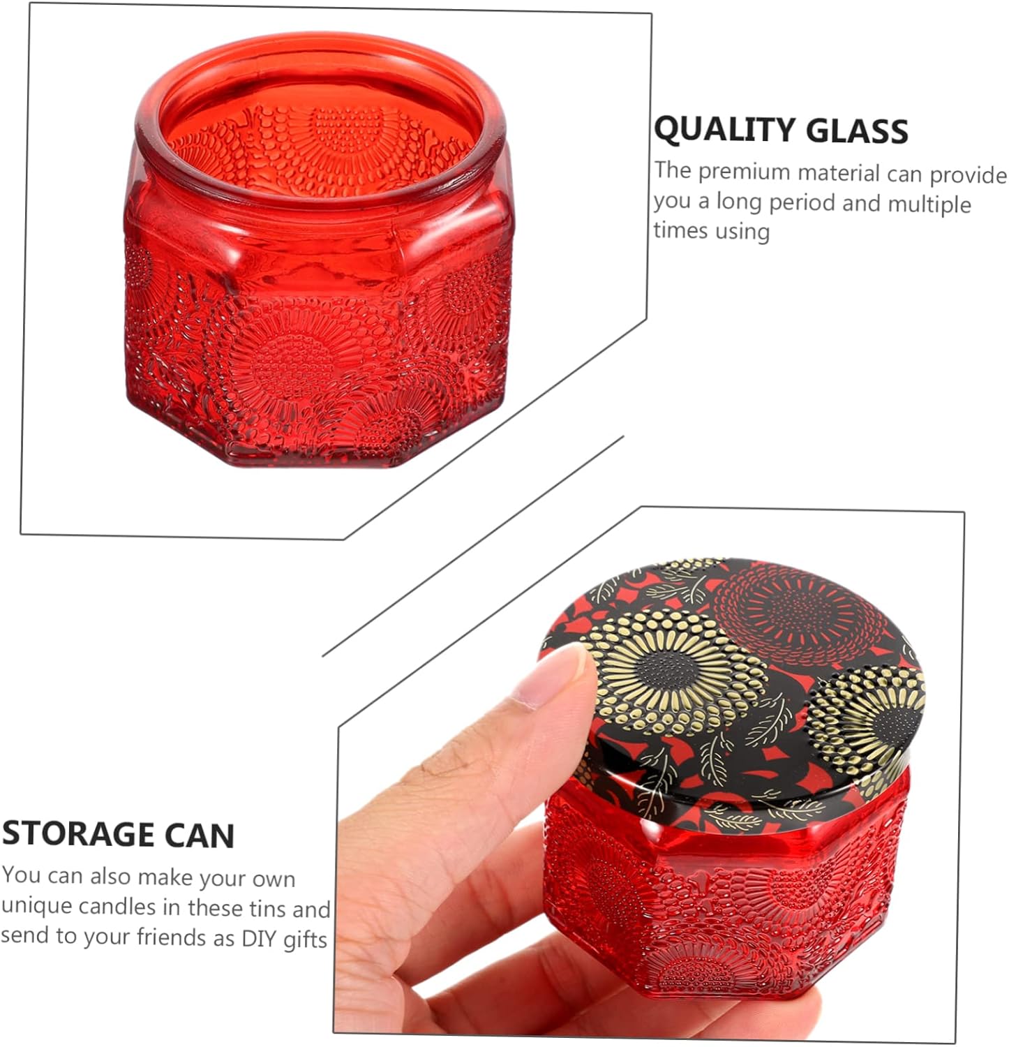 14-Piece Colored Embossed Glass Candle Jars with Lids for DIY Candle Making Decorative Storage Containers for Home Decor and Aromatherapy