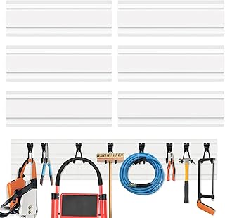 COLCUT 6PCS Slatwall Panel, Slat Wall Paneling System for Garage, PVC Garage Wall Organizer 6"x24", Slatwall Board for Workshop Organization, Retail Display, Easy Installation,White