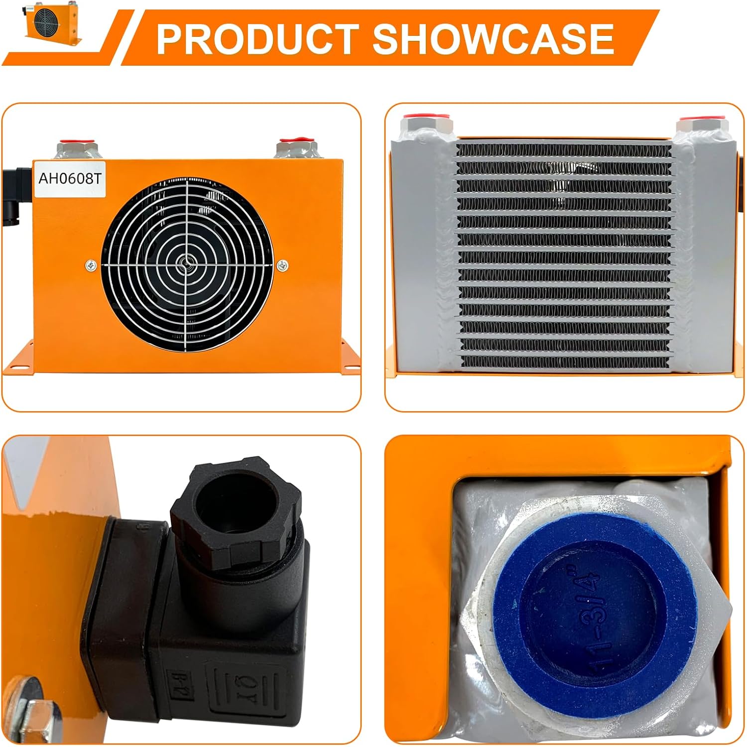 AH0608T-CA Hydraulic Oil Cooler 12V DC 48W 60L/min Air-Cooled Radiator Compatible with 1-2 Ton Mini Excavators for AGT Q12 H12 QH12 H15 Etc