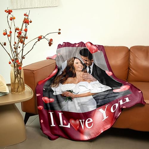 Miniatura 3 de Manta personalizada con imagen I Love You  Manta de franela personalizada para regalos de novia, novio, manta personalizada para regalos de Navidad,