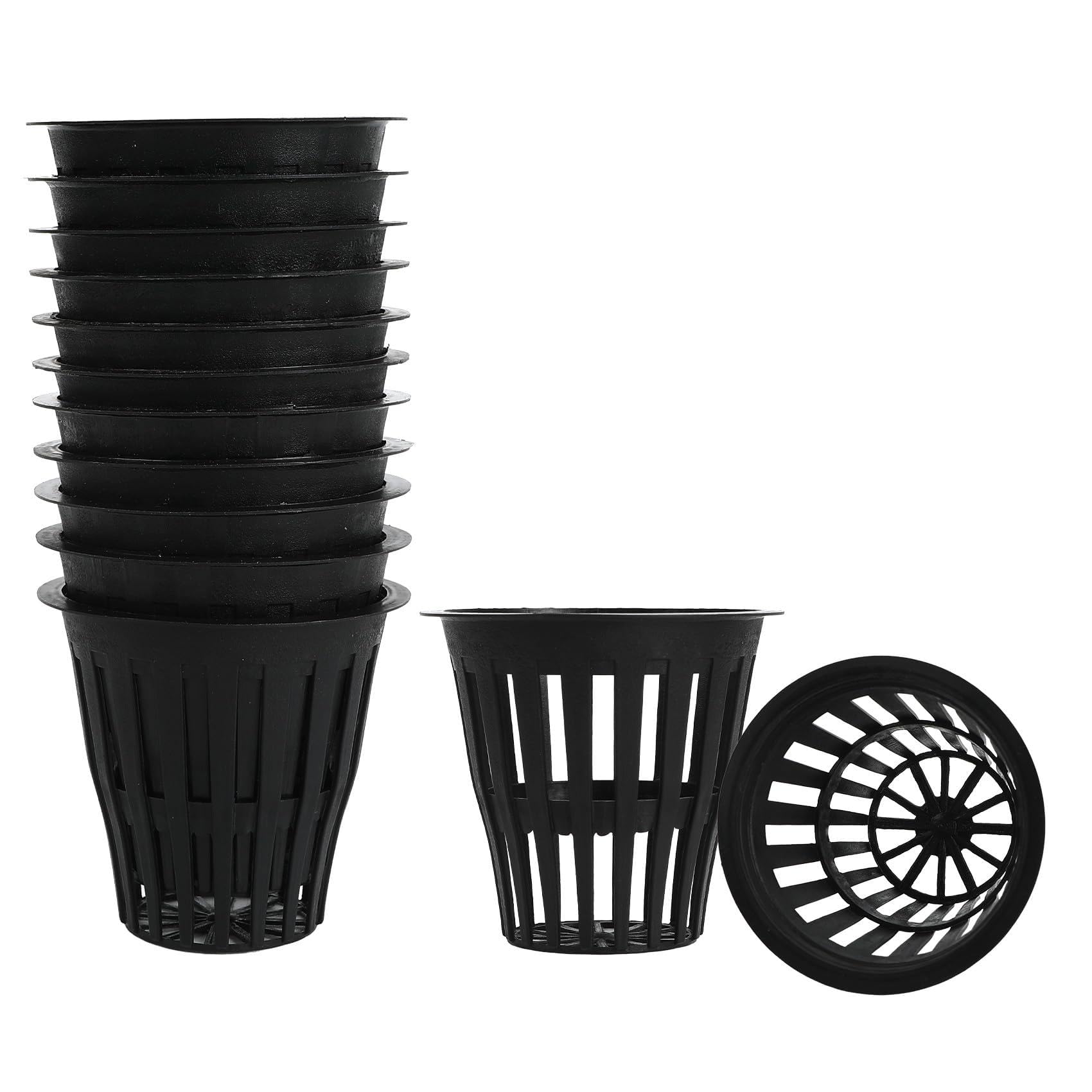 60 Pack 2 Inch Net Cup Pots with Self-Watering Wick & Plant Labels, Reusable Slotted Mesh Baskets for Hydroponic & Aquaponic Systems, Mason Jars, Orchid Kratky, Vegetable Gardening and Indoor Growing