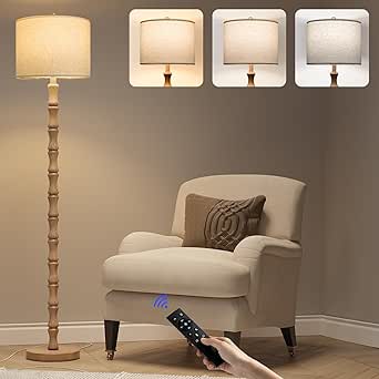 SUNMORY Arc Floor Lamps For Living Room, Dimming Standing Lamp With Linen Shade, 63" Tall Lamp With 3 Color Temperature LED, Metal Modern Floor Lamps For Bedroom, Office, Bulb Included, Brown - View #4