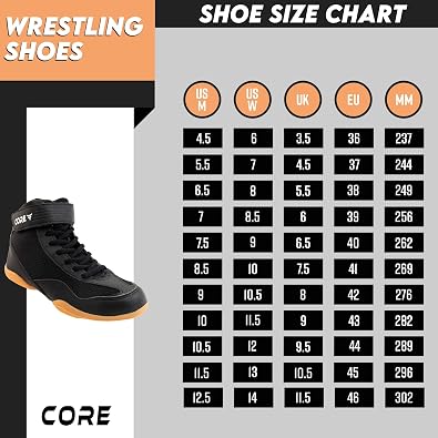 CORE Wrestling Shoes for Men Women and Kids - Non-Slip Martial Arts Shoes - Heavy Duty Training Shoes Suitable for Wrestling Crossfit and Weightlifting - Martial Arts Shoes