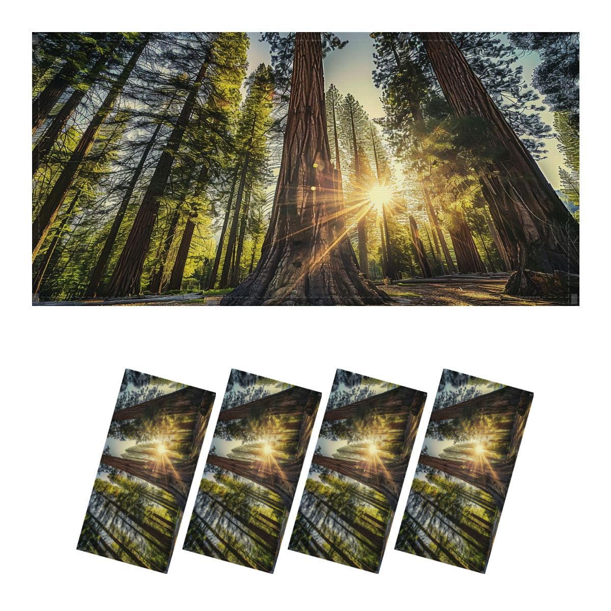 4 Pack Fluorescent Light Covers for Ceiling Light Tall Forest Sequoias Light Filters for Classroom Office Home 4' x 2' Decorative Magnetic Light Cover