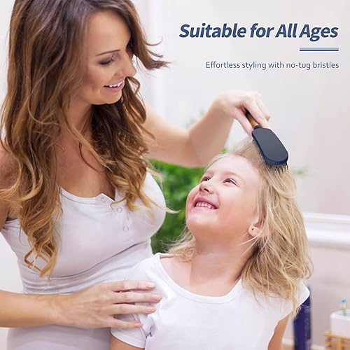 Miniatura 5 de Cepillo de pelo delgado para cabello fino, delgado y grueso, cerdas de nailon dobles suaves para desenredar y masajes profundos, mango dorado de