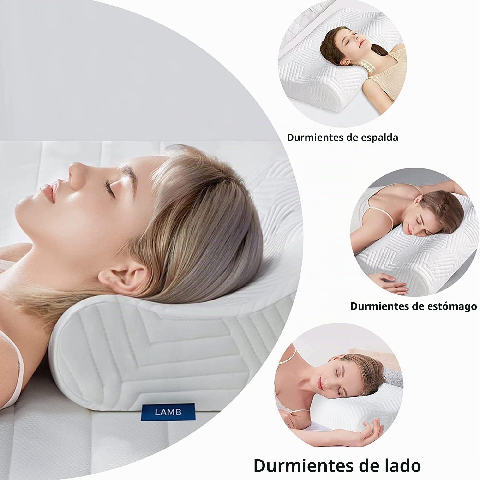 LAMB | Almohada Cervical | 60x35 cm | Almohada Viscoelastica | Altura Regulable | Almohada Ortopedica | Ergonómico | 12/10cm Hoch