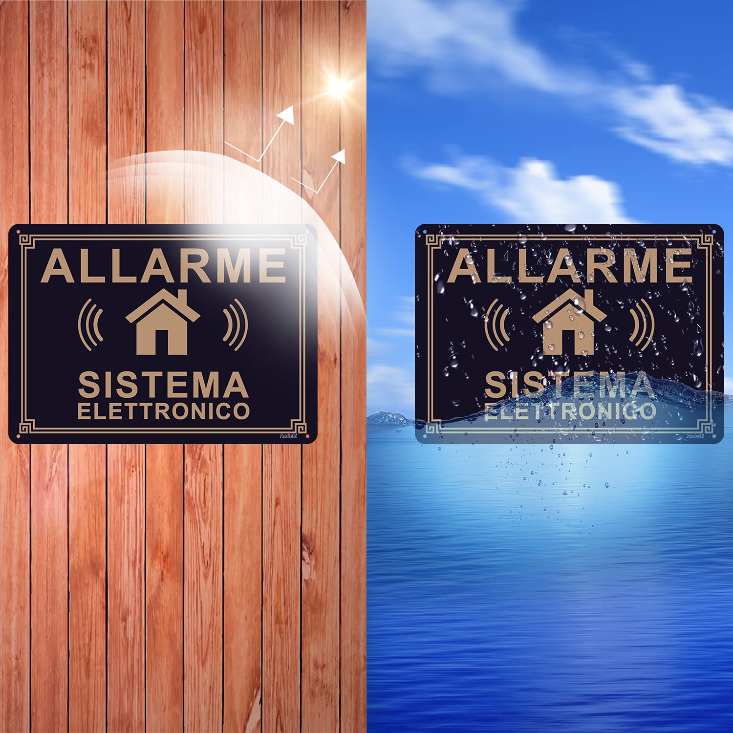 Andchi 2 Pezzi Cartello di Sicurezza da Cantiere, Cartello di Sorveglianza in Alluminio, Impermeabile e Antiruggine 25 x 35 cm