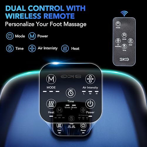 Miniatura 8 de SKG Masajeador de pies con calor y control remoto, masajeador eléctrico mejorado de pies para aliviar el dolor de la fascitis plantar, masaje de