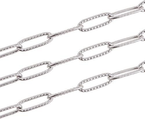 Miniatura 5 de LiQunSweet Cadenas cruzadas de acero inoxidable de 16.4 pies (16.4ft), cadenas de cable alargadas dibujadas soldadas con carrete de eslabones