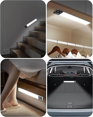 Miniatura 7 de Luces para debajo del gabinete, 72 luces LED con sensor de movimiento para interiores, USB-C recargable, funciona con pilas de 15.3 pulgadas, 8000