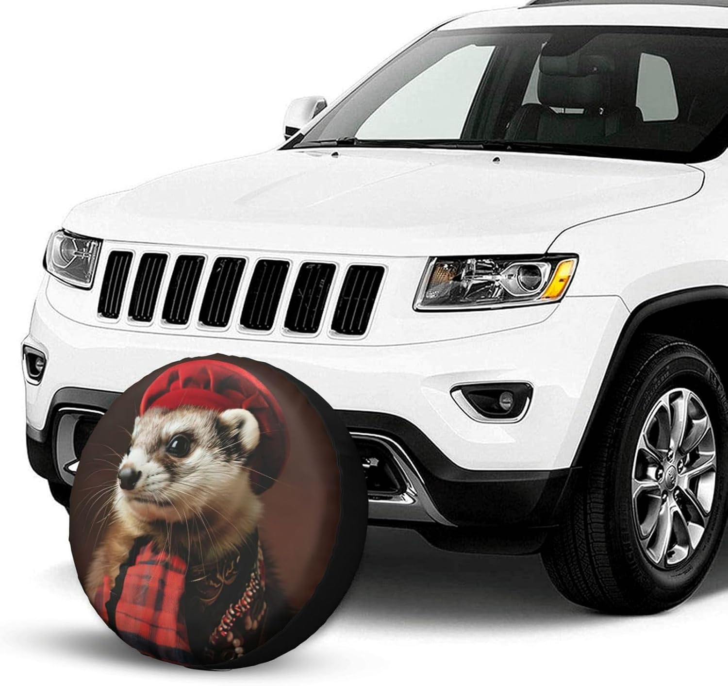 French Fashion Model Ferrets Print Tire Cover Universal Spare Wheel for Trailer Rv SUV Truck Camper Travel Accessories