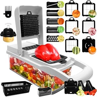 Vegetable Chopper with Container - 22-in-1 Pro Onion Dicer, Food Chopper with Stainless Steel Blades, BPA-Free, Anti-Slip Base, Easy Storage for Kitchen
