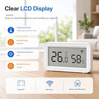 WiFi Thermometer Hygrometer, LCD Temperature Humidity Sensor